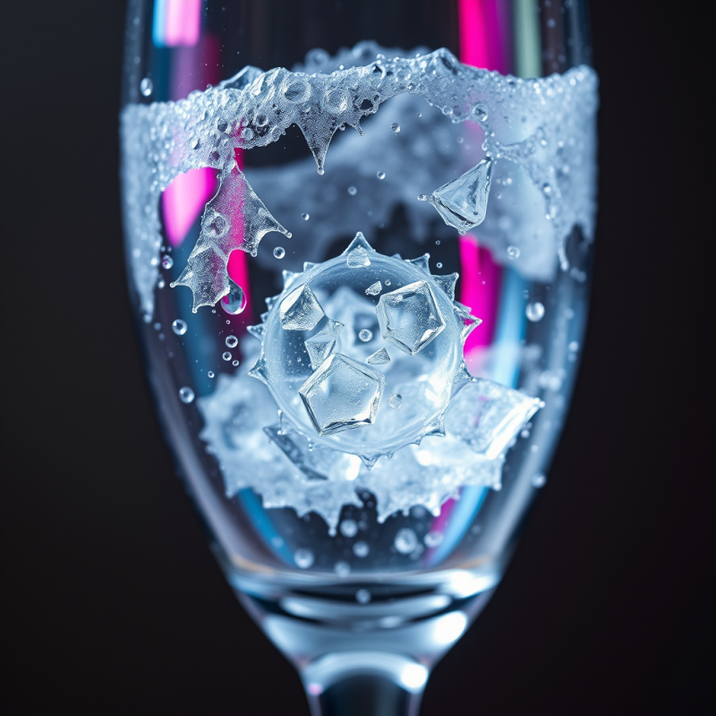 Frozen Champagne Bubbles Suspended Mid-air in a Crystal-c...