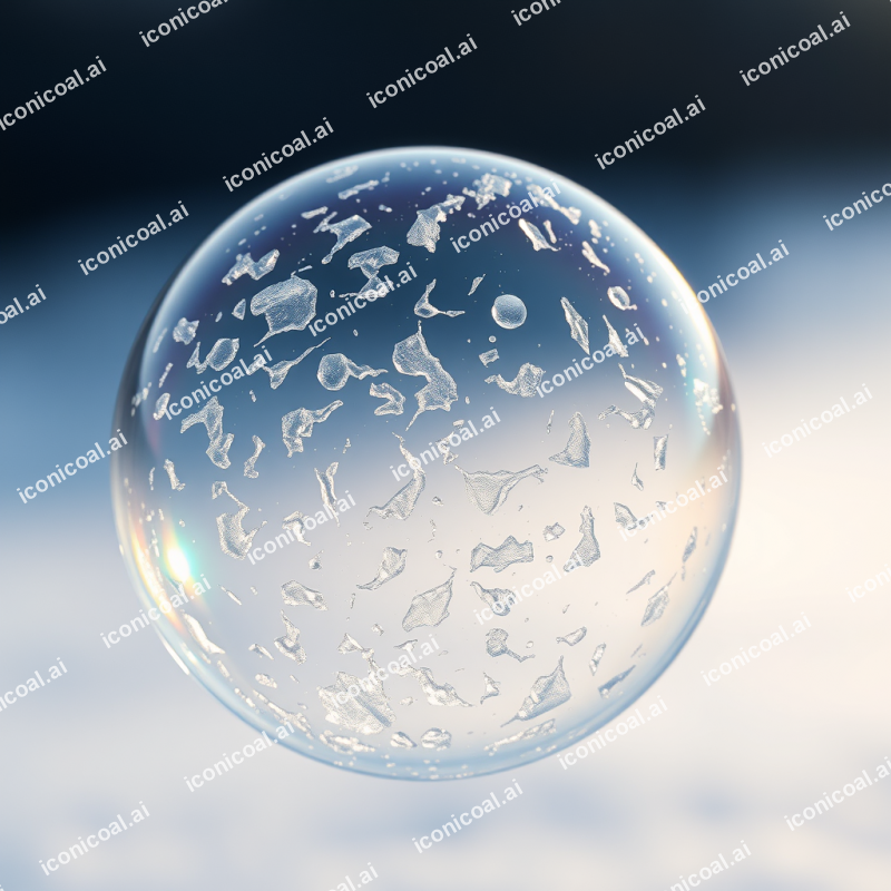 Frozen Soap Bubble Surface Showing Iridescent Crystalline...