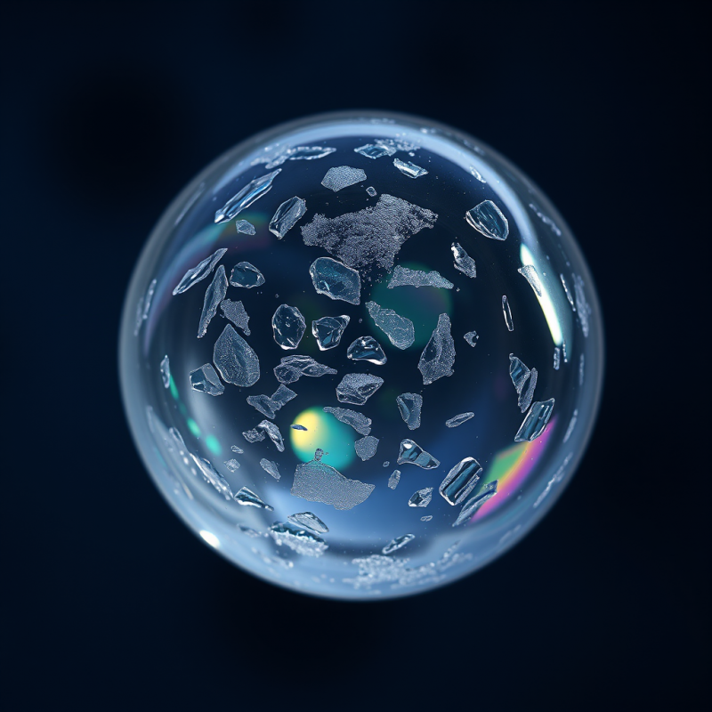 Frozen Soap Bubble Surface Showing Iridescent Crystalline...