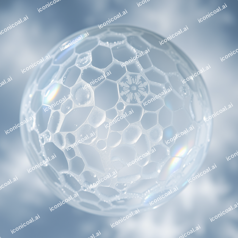 Frozen Soap Bubble Surface Showing Iridescent Crystalline...