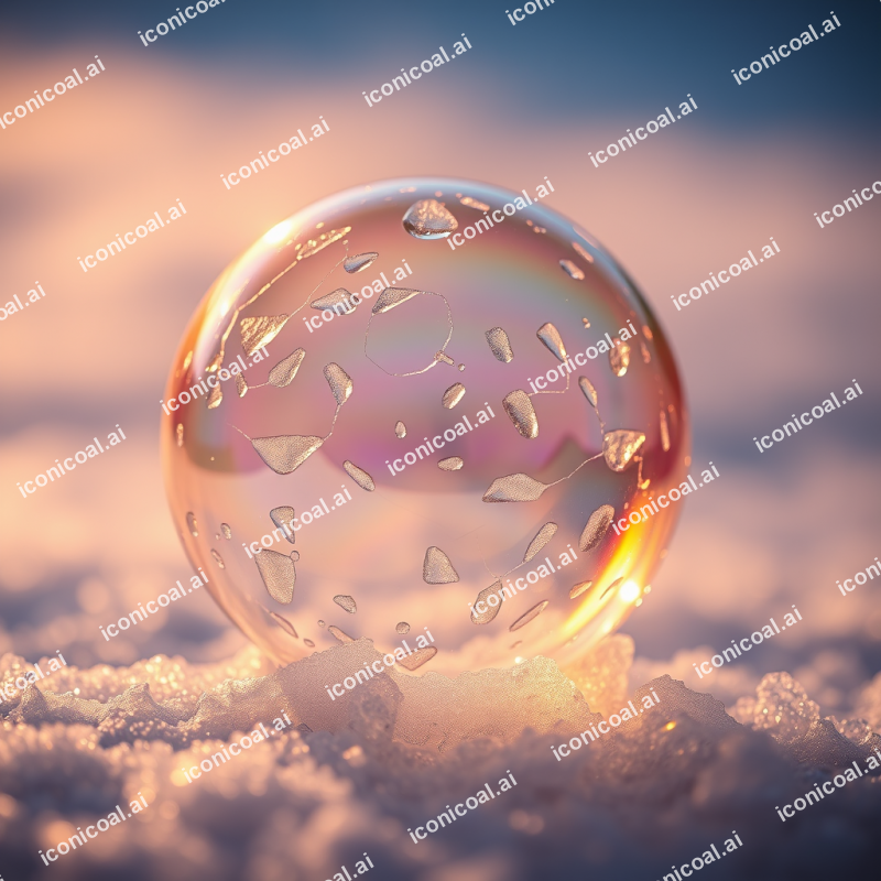 Frozen Soap Bubble Surface Showing Iridescent Crystalline...