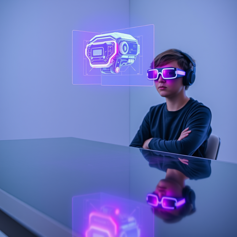 Futuristic Ai Holographic Assistant Floating Mid-air Ab...