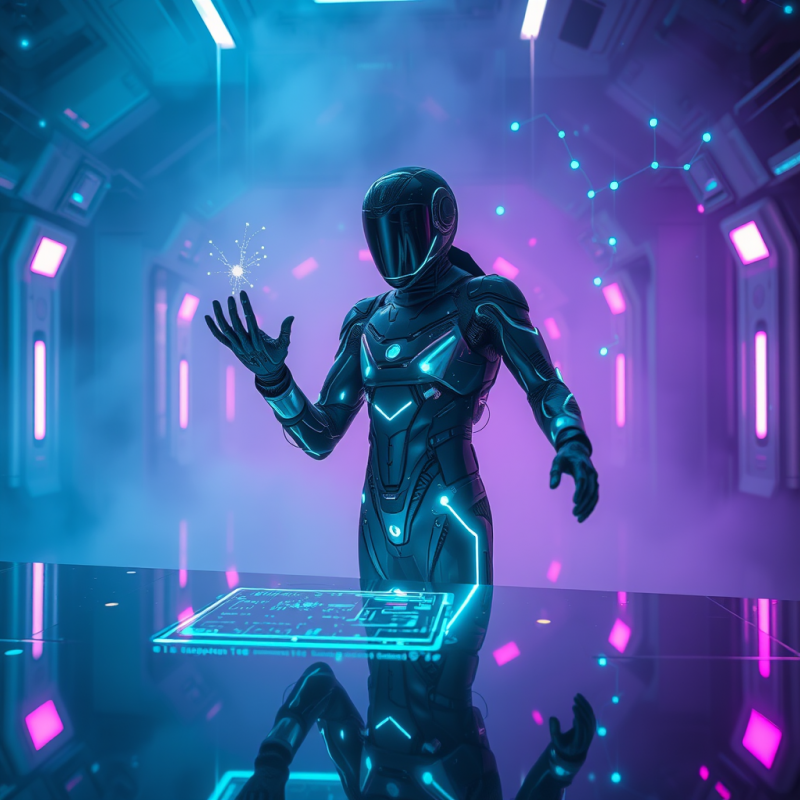 Futuristic Ai Interface Glowing in Iridescent Teal and ...