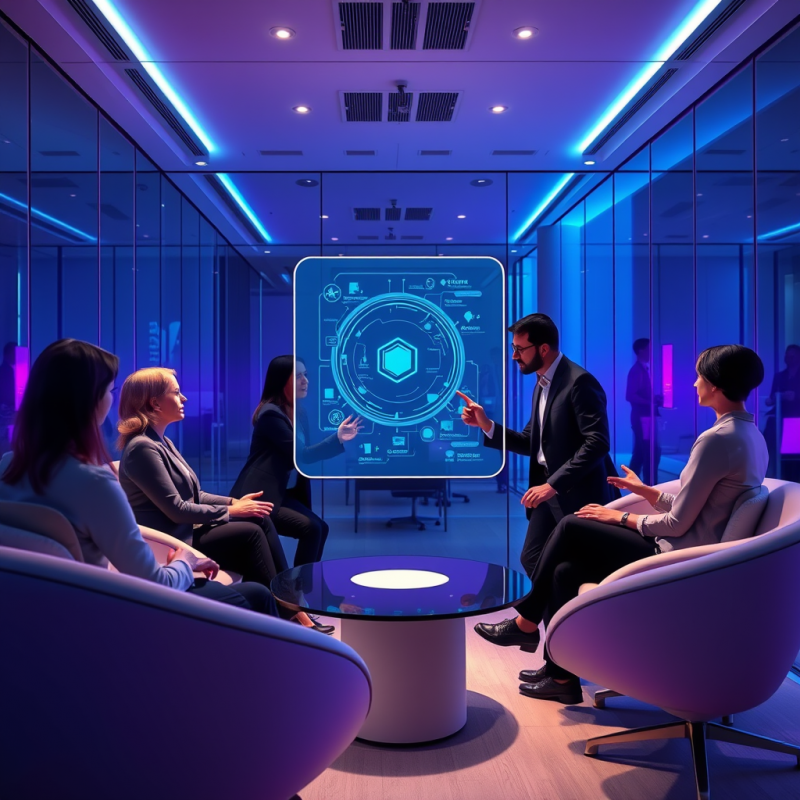 Futuristic Ai-powered Office Where a Diverse Team of Fi...