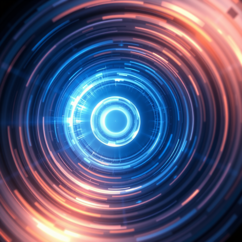 Futuristic Blue and Orange Digital Portal