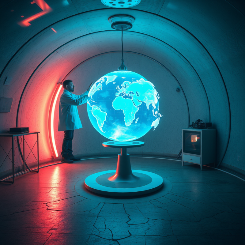 Futuristic Climate Scientist in a Translucent Dome Lab