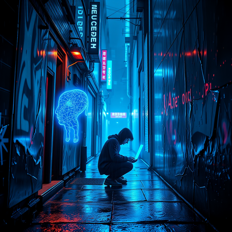 Futuristic Cyberpunk Alley at Midnight