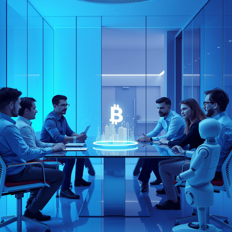 Futuristic Glass-walled Conference Room Bathed in Neon-...