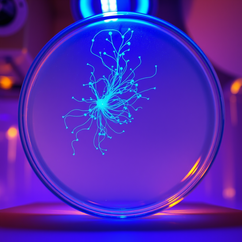 Futuristic, Glowing Blue Neural Network Pattern