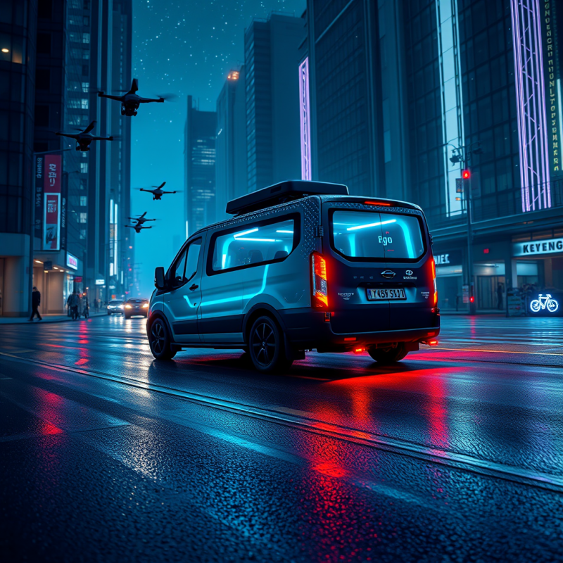 Futuristic Hydrogen Fuel Cell Van Glides Silently Throu...