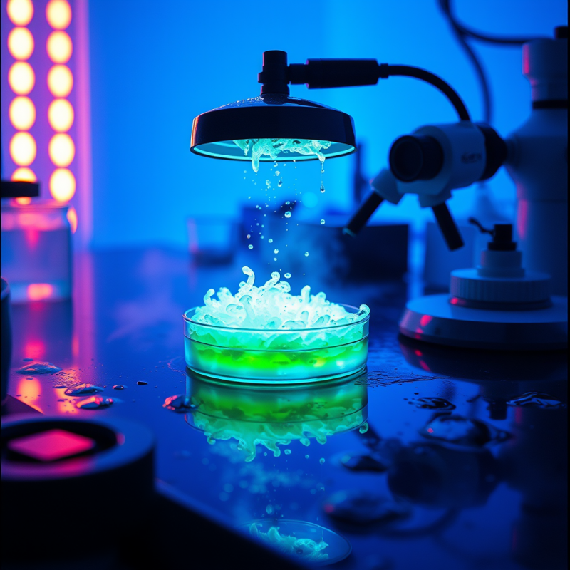 Futuristic Lab Scene with a Glowing Green Substance