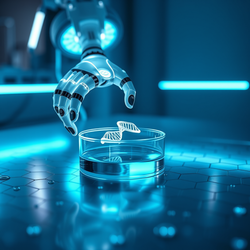 Futuristic Robotic Hand Delicately Interacts with a