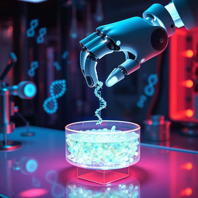 Futuristic Robotic Hand Delicately Places a Glowing