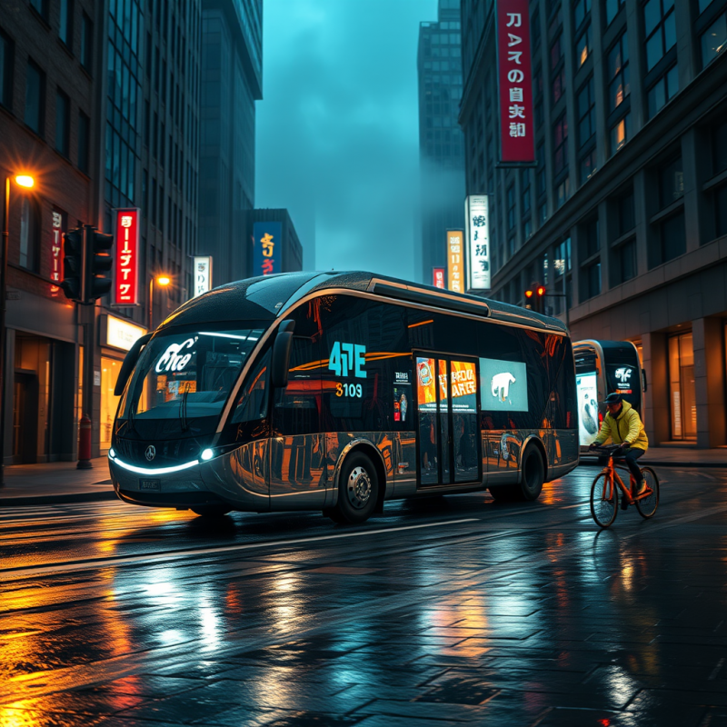 Futuristic Self-driving Electric Bus Glides Silently Th...