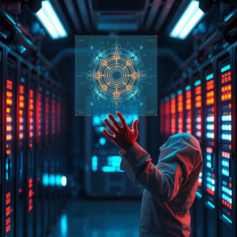 Futuristic Tech Lab at Midnight