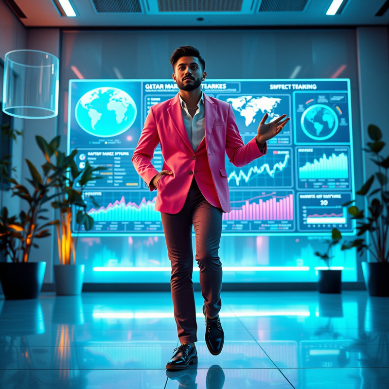Gender-fluid Entrepreneur in a Neon-pink Blazer Stands ...