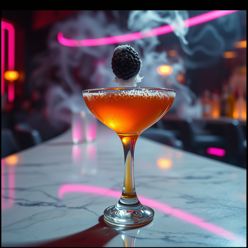 Glossy Amber Cocktail with Edible Glitter and a Single ...