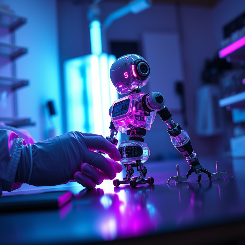 Gloved Hand Carefully Adjusts a Glowing, Translucent