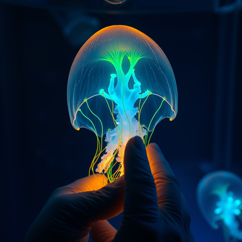 Gloved Hand Gently Holds a Glowing, Translucent