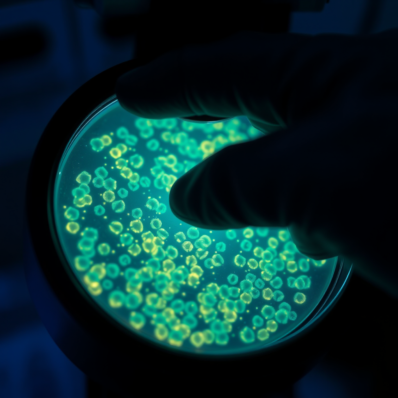 Gloved Hand Holds a Petri Dish Filled with Vibrant