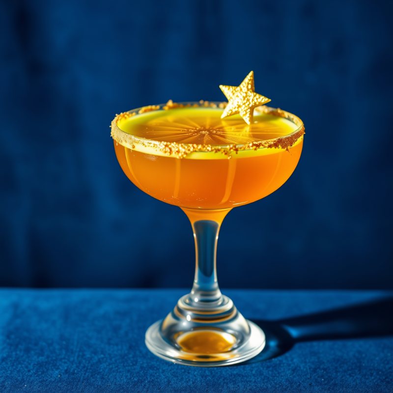 Glowing Amber Cocktail in a Hand-blown Glass