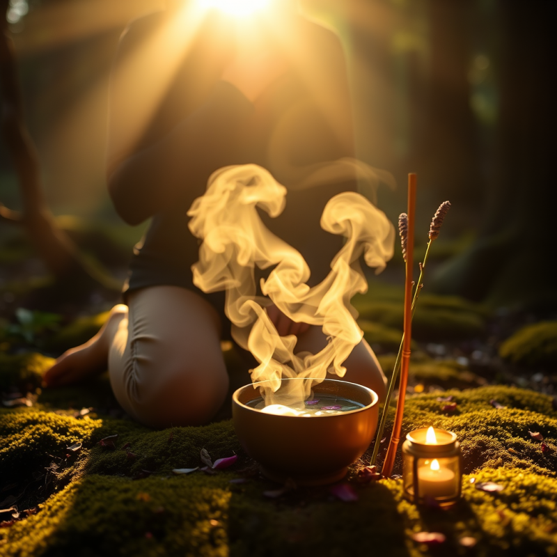 Glowing Golden-hour Silhouette of a Person Kneeling on ...