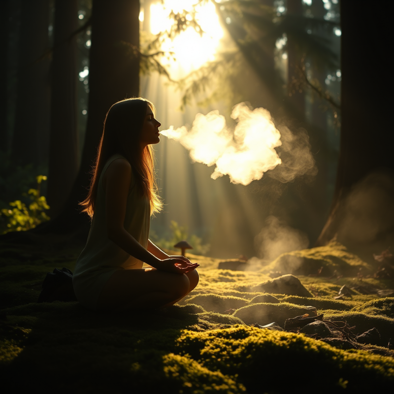 Glowing Golden-hour Silhouette of a Woman Barefoot on A...