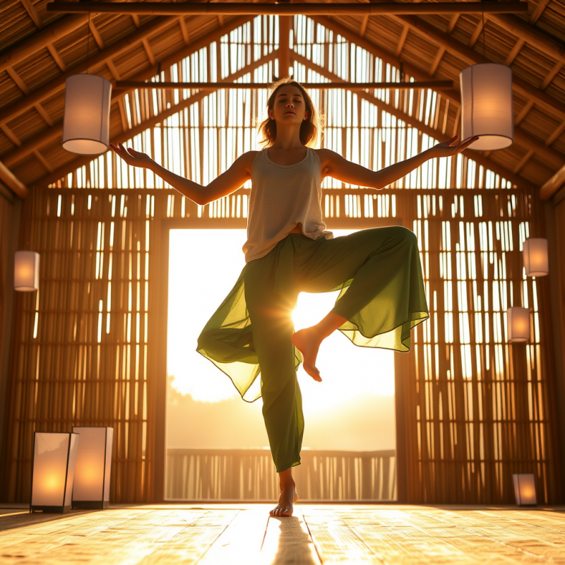 Glowing Golden Sunrise Spills Through a High-ceilinged ...