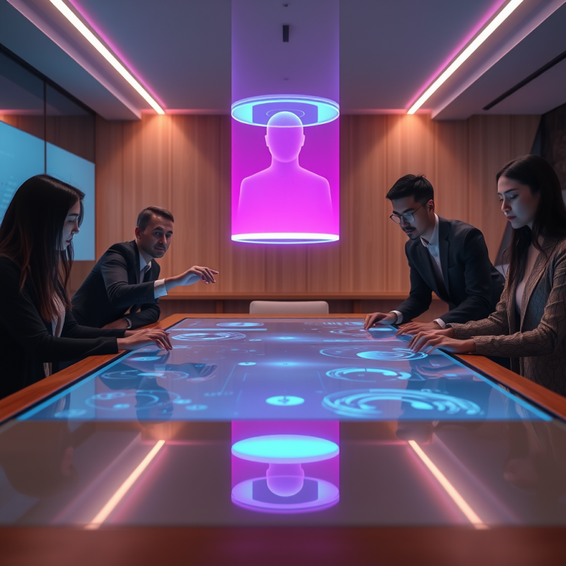 Glowing Holographic Ai Assistant Floats Mid-air Above A...