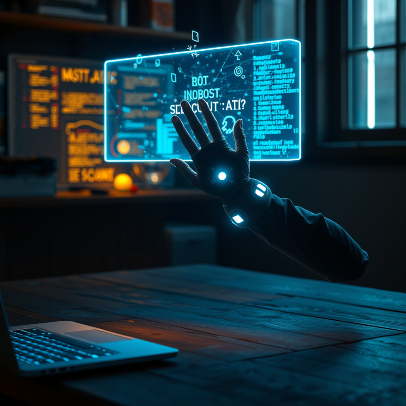 Glowing Neon-blue Ai Hologram Hovers Above a Weathered ...