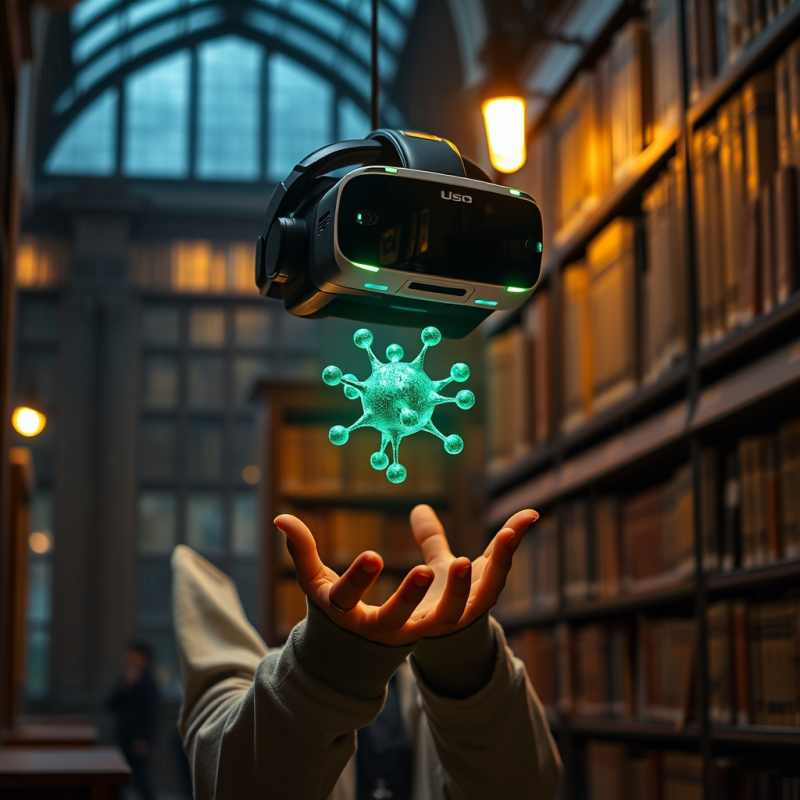 Glowing Neon-green Vr Headset Hovers Mid-air Above a St...