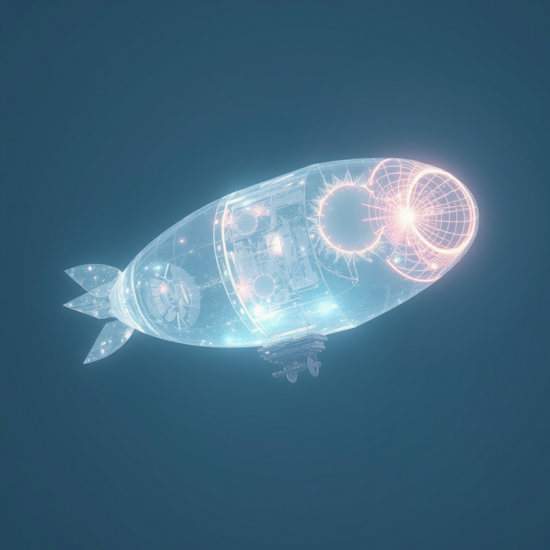 Glowing, Transparent Futuristic Spaceship with