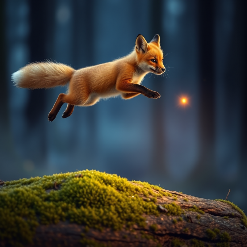 Golden-brown Fox Cub with a Bushy