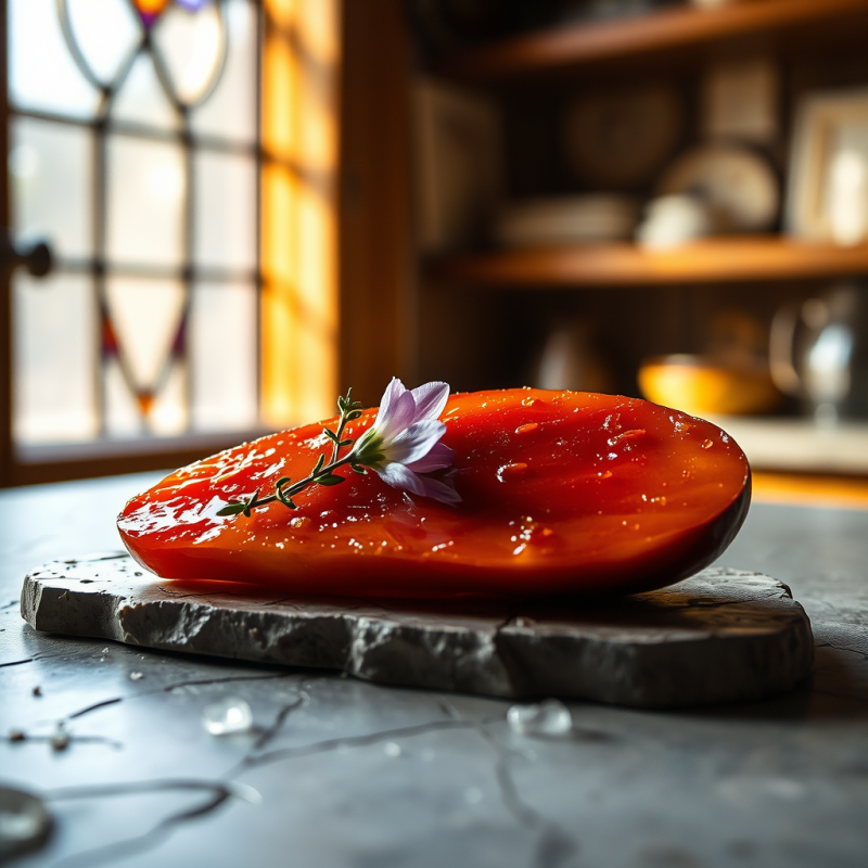 Golden Honey-glazed Roasted Beetroot Wedge Resting on A...