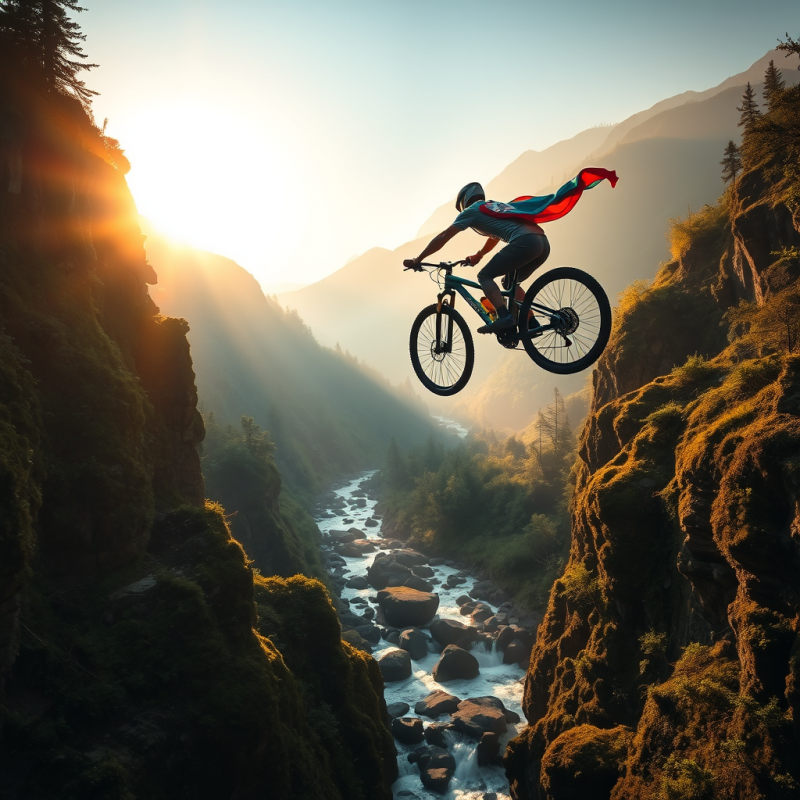 Golden-hour Drone Shot Capturing a Lone Mountain Biker ...