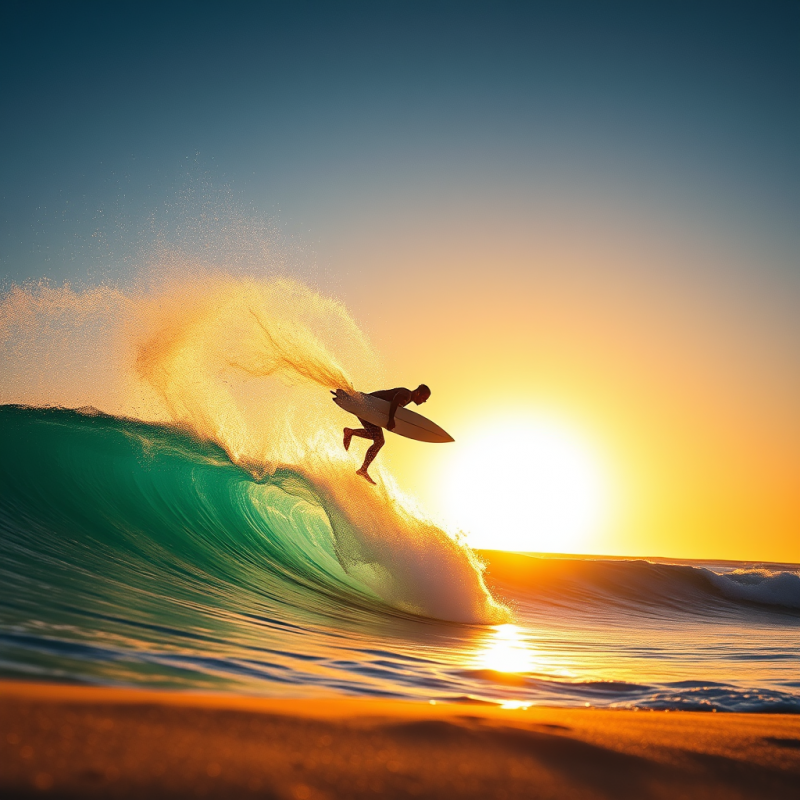 Golden Hour Glow Captures a Surfer Mid-air