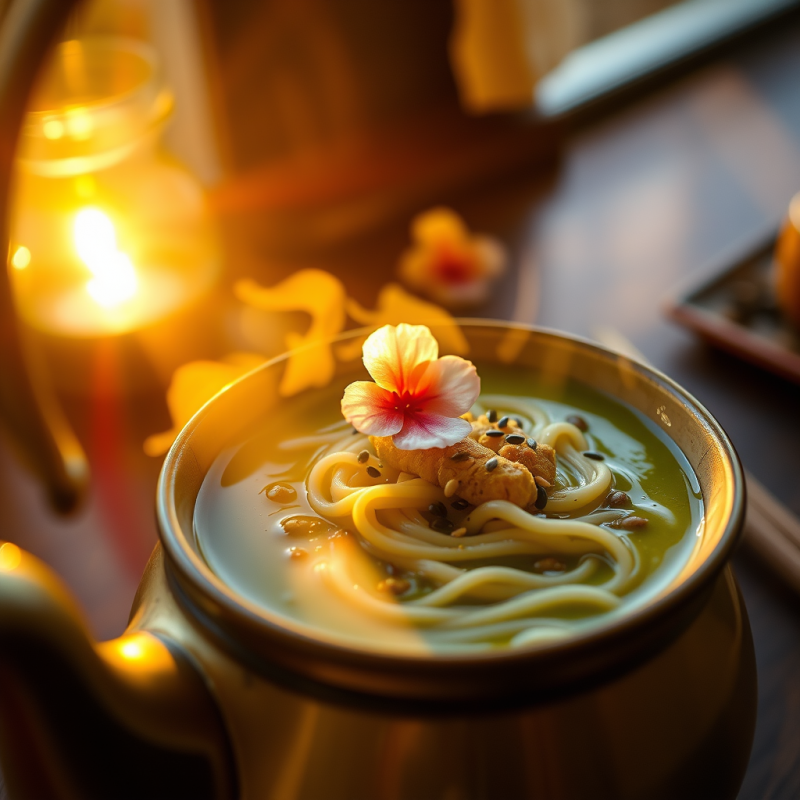 Elegant Asian Soup with Floral Garnish