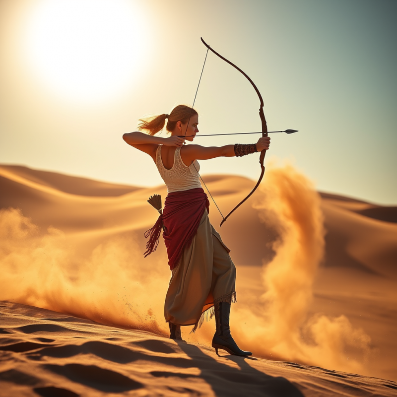 Golden-hour Glow Illuminates a Lone Archer Mid-draw