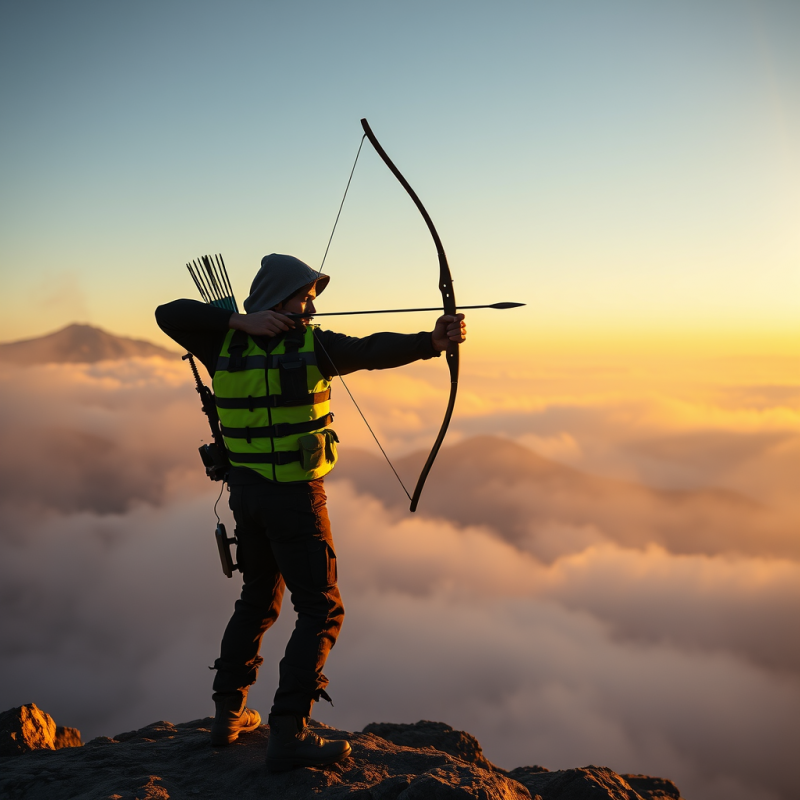 Golden-hour Light Bathes a Lone Archer in a Neon-green Ta...