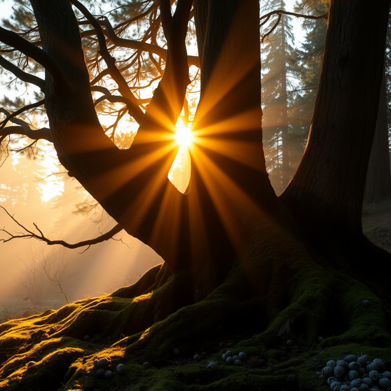 Golden Hour Light Fractures Through a Single