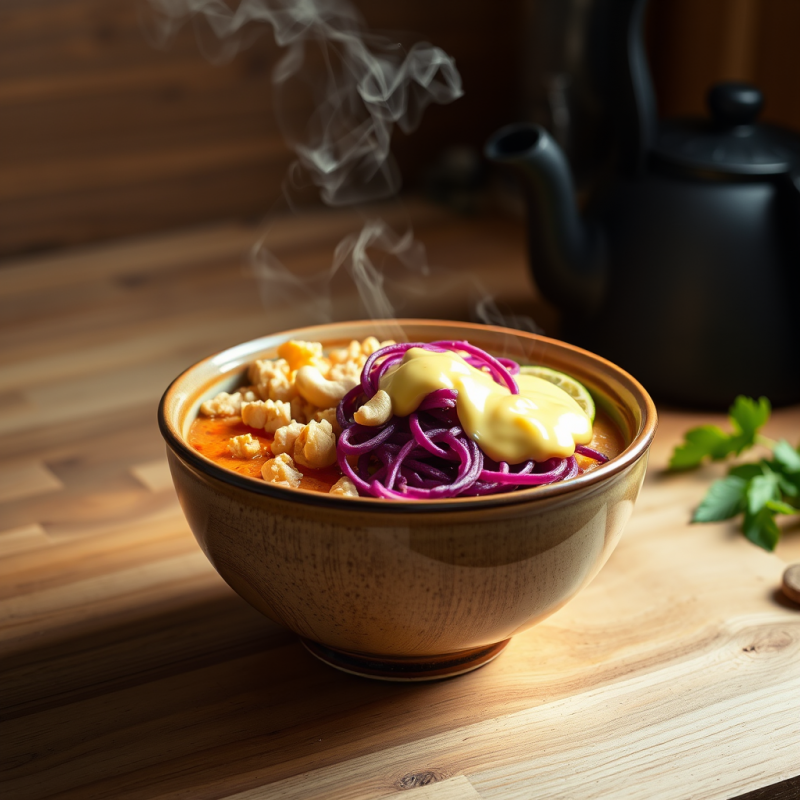 Golden-hour-lit Ceramic Bowl Brimming with a Vibrant Ra...