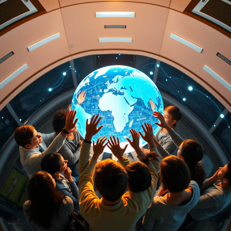 Golden-hour Shot from Above of a Diverse Group of Stude...