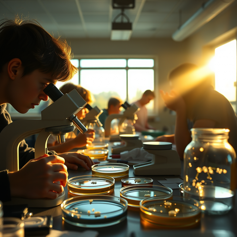 Golden-hour Shot of a High School Biology Class Where S...