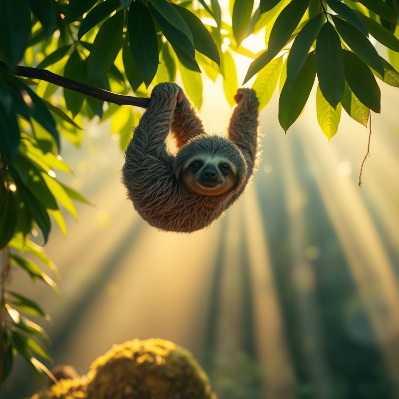 Charming Sloth in Sunlight