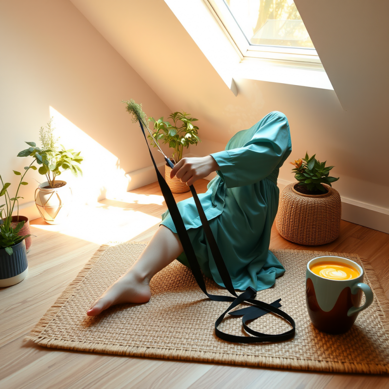Golden-hour Shot of a Person in a Teal Satin Robe