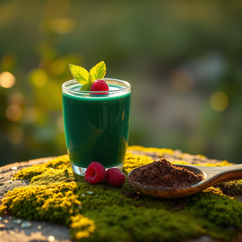 Golden-hour Shot of a Translucent Blue-green Spirulina ...