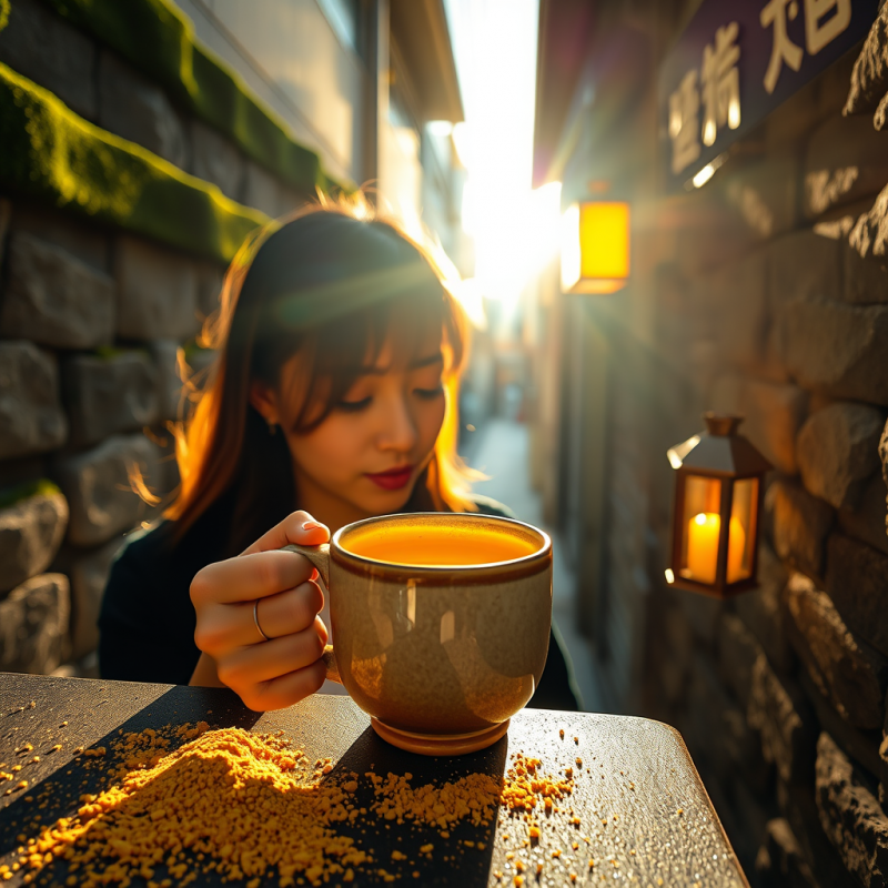 Golden-hour Shot of a Woman in a Sunlit Tokyo Alley