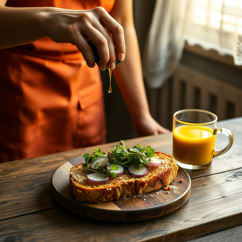 Golden-hour Shot of a Woman in a Terracotta Apron Caref...