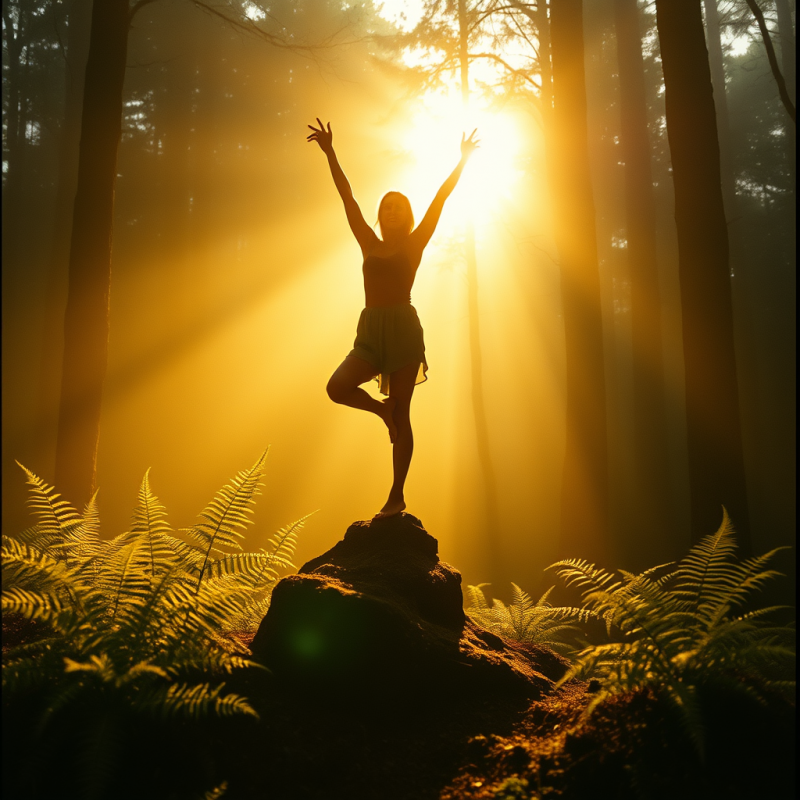 Golden-hour Silhouette of a Woman Balancing on One Leg ...