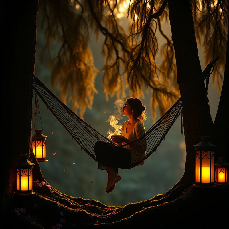Golden-hour Silhouette of a Woman Suspended Mid-air on ...